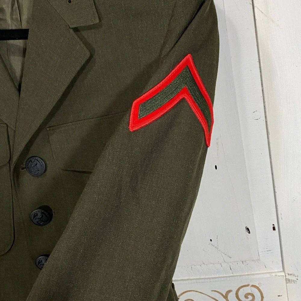 USMC Marine Corps Service Alpha Uniform Coat Olive Green Wool 39R Crown Clothing